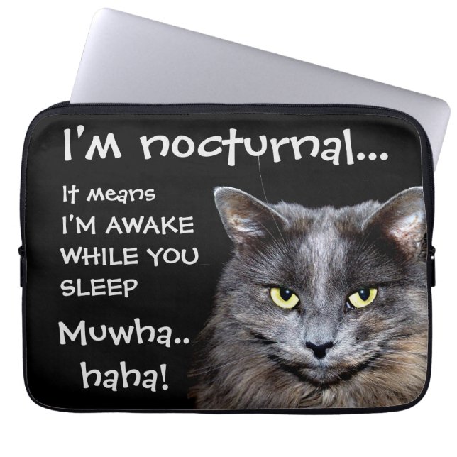 Funda Para Portátil Gato gracioso es broma malvada. (Frente)