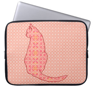 Funda Para Portátil Gato japonés: Batik Naranja de coral