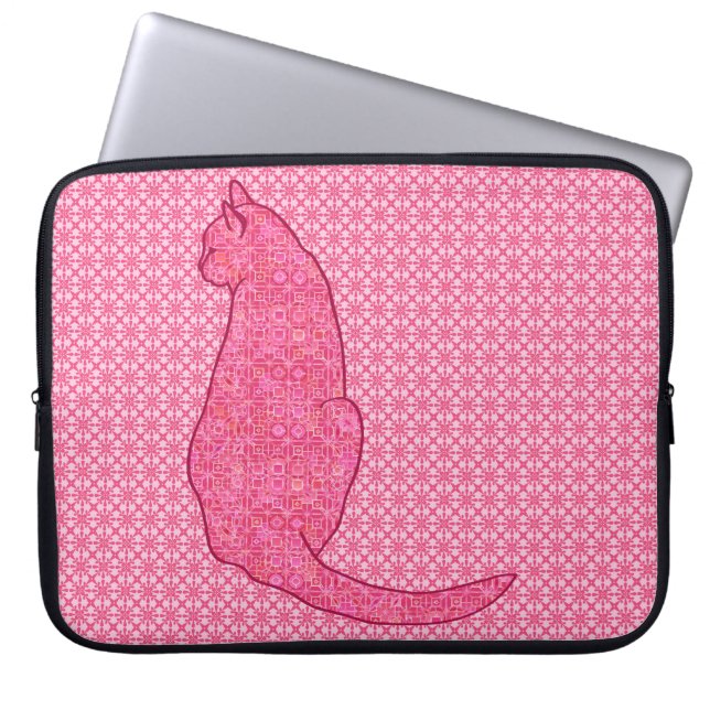 Funda Para Portátil Gato japonés - Batik rosa de fucsia (Frente)