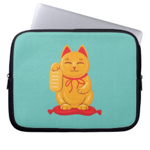 Funda Para Portátil Gato japonés maneki neko de oro, símbolo de riquez