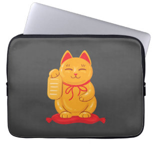 Funda Para Portátil Gato japonés maneki neko de oro, símbolo de riquez