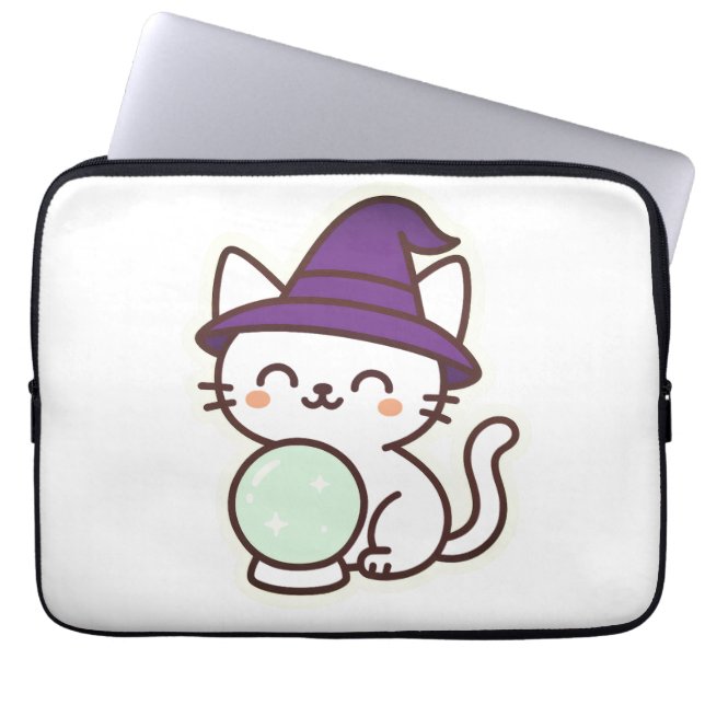 Funda Para Portátil Gato Kawaii Halloween - Magnífico y adorable Spook (Frente)
