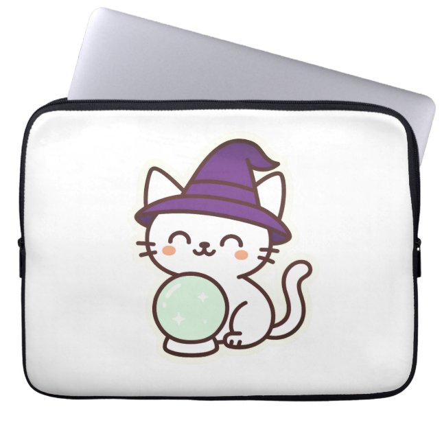 Funda Para Portátil Gato Kawaii Halloween - Magnífico y adorable Spook (Frente)