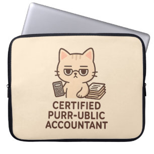 Funda Para Portátil Gato Kawaii Lindo Contador Público Certificado Div