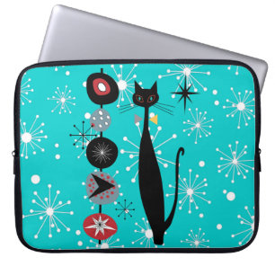 Funda Para Portátil Gato Kitty moderno de la era atómica de mediados d