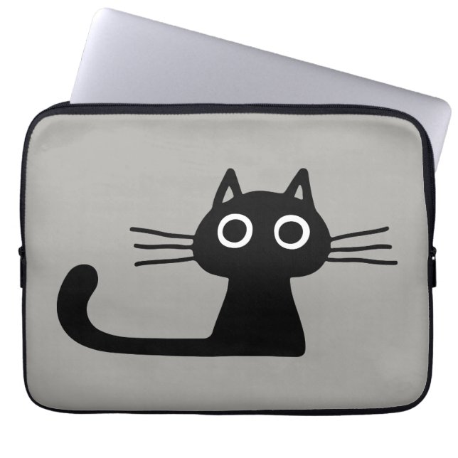 Funda Para Portátil Gato Kitty Negro de Guay | Arte Animal caprichoso (Frente)
