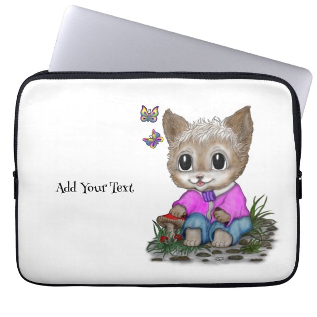 Funda Para Portátil Gato Kitty y mariposa (Frente)
