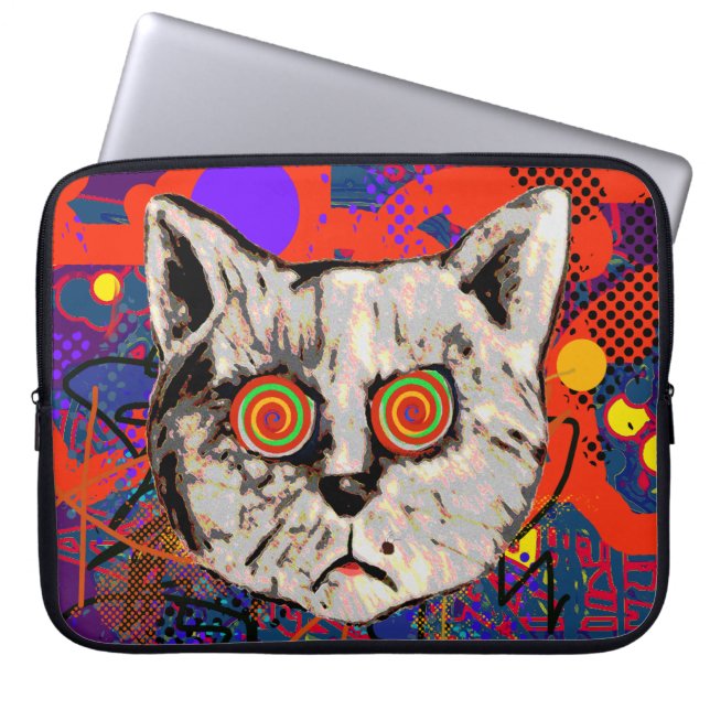 Funda Para Portátil gato loco meow (Frente)