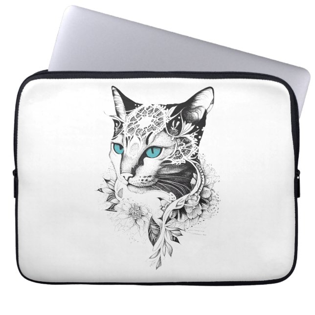 Funda Para Portátil Gato Mascota Naturaleza animal Ilustracion arte ta (Frente)