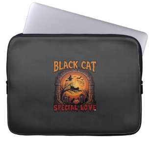 Funda Para Portátil Gato Negro Amor Especial Halloween Luna Bruja Cala