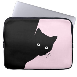 Funda Para Portátil Gato negro astuto rosa