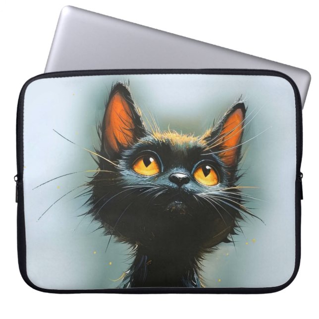 Funda Para Portátil Gato negro encantado (Frente)