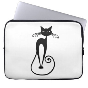Funda Para Portátil Gato negro flaco caprichoso