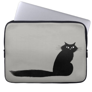 Funda Para Portátil Gato negro longitudinal con cola larga y suave