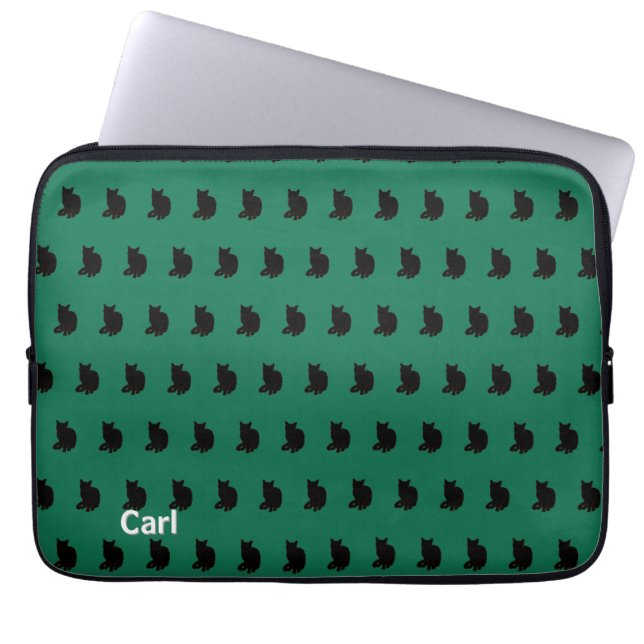 Funda Para Portátil Gato negro (verde) (Frente)