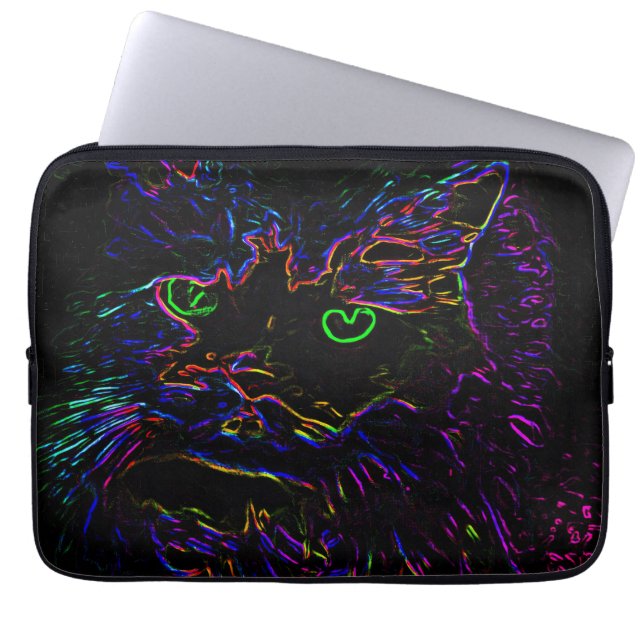 Funda Para Portátil Gato Neon Glow (Frente)