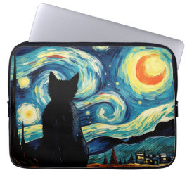 Funda Para Portátil Gato nocturno estrellado