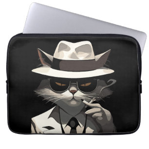 Funda Para Portátil Gato Noir Genial: Felino Suave y Misterioso