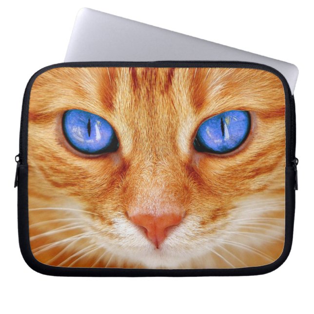 Funda Para Portátil Gato Ojos Cara Caballa Tigre Gato Rojo (Frente)
