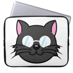 Funda Para Portátil Gato oscuro Gato negro Gato Gris vestido con lente