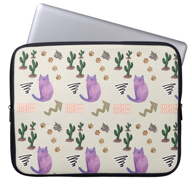 Funda para Portátil Gato Pez Cactus Maullido Patit (Frente)