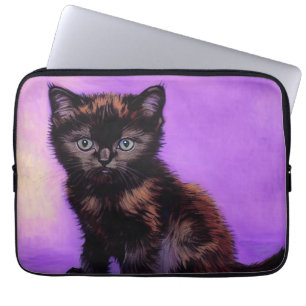 Funda Para Portátil Gato púrpura estilo Van Gogh
