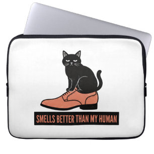 Funda Para Portátil Gato Sarcástico en Zapato Meme de Linograbado