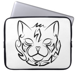 Funda Para Portátil Gato tribal negro y blanco