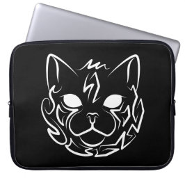 Funda Para Portátil Gato tribal negro y blanco