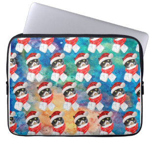 Funda Para Portátil Gato Tricolor Divertidas Fiestas de Navidad
