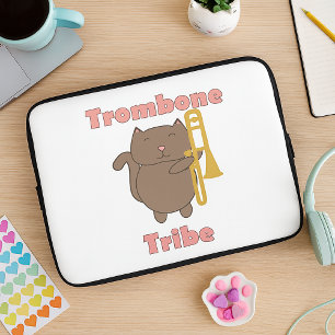 Funda Para Portátil Gato Trombón Lindo “Tribu del Trombón” Banda de Mú
