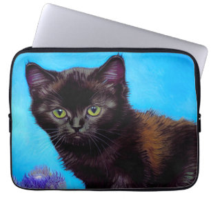 Funda Para Portátil Gato Van Gogh y flores