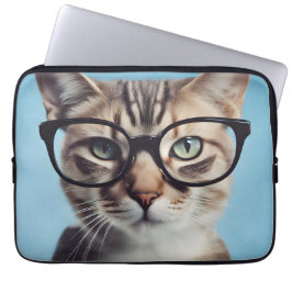 Funda Para Portátil Gato vistiendo gafas
