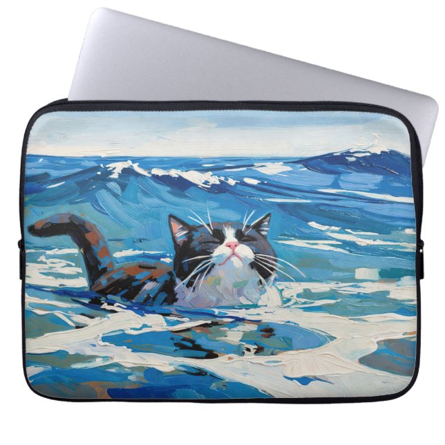 Funda Para Portátil Gato y Océano (#3) (Frente)
