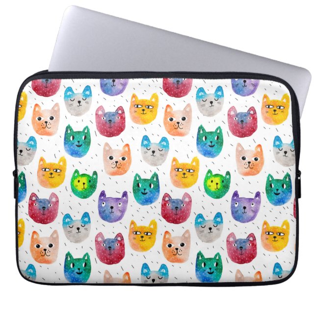 Funda Para Portátil Gatos acuarelas y amigos (Frente)