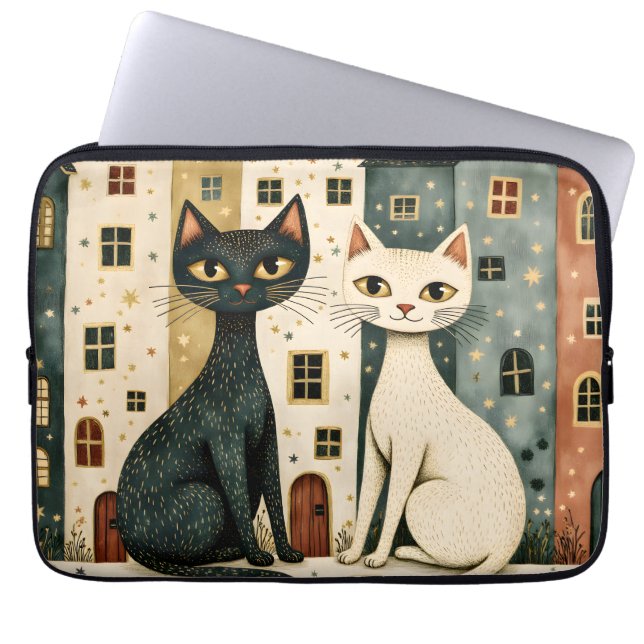 Funda Para Portátil Gatos Artísticos  (Frente)
