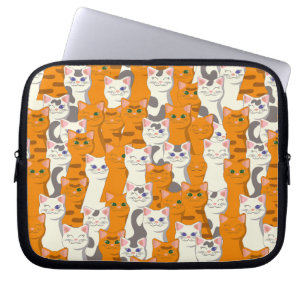 Funda Para Portátil Gatos blancos y jengibre patrón ojos verdes ojos a
