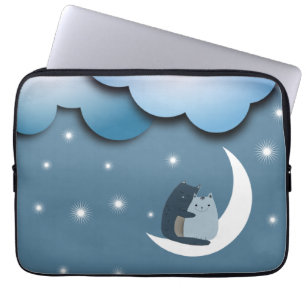 Funda Para Portátil Gatos burdos se burlan del arte lunar