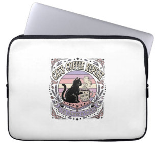 Funda Para Portátil Gatos Café Repetir Hojas de Té de Gato Café Fortun