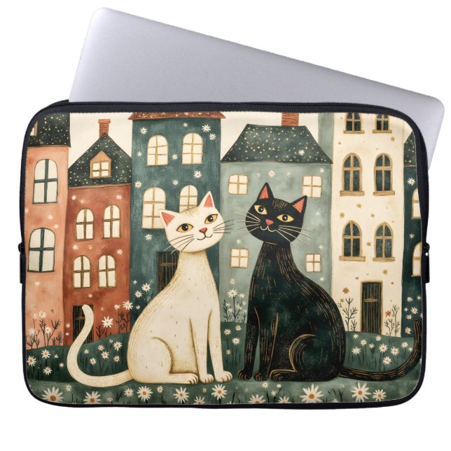 Funda Para Portátil Gatos Caprichosos  (Frente)