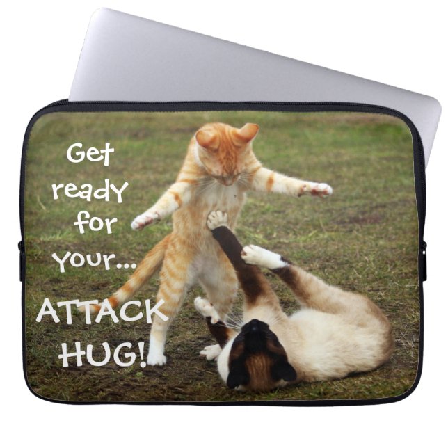 Funda Para Portátil Gatos de Badass - abrazo del ataque (Frente)