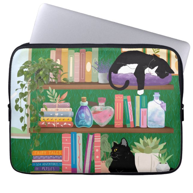 Funda Para Portátil Gatos de librería (Frente)
