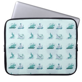 Funda Para Portátil Gatos de yoga verdes