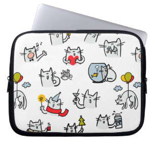 Funda Para Portátil Gatos divertidos, leche y magia.