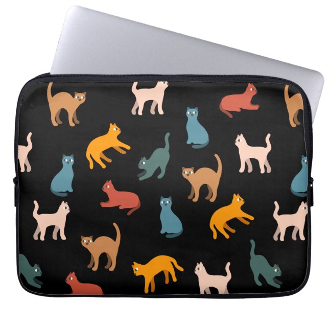 Funda Para Portátil Gatos en negro (Frente)