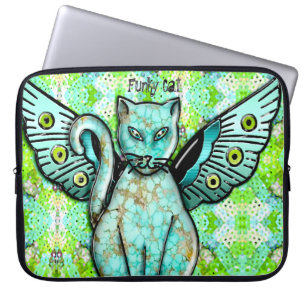 Funda Para Portátil Gatos Funky - Aqua - Personalizado