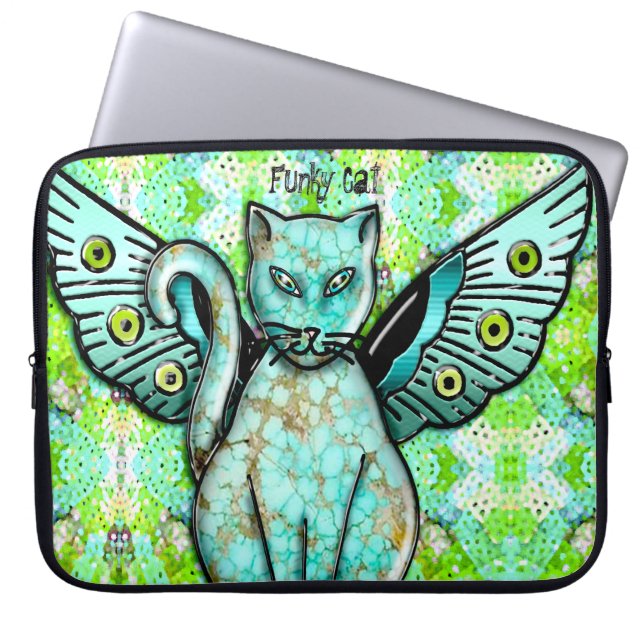 Funda Para Portátil Gatos Funky - Aqua - Personalizado (Frente)