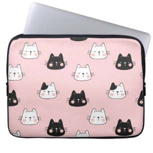 Funda Para Portátil Gatos kawaii blancos y negros