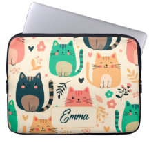 Gatos Lindos y Patrón Floral Monograma Personaliza