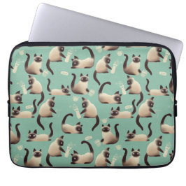 Funda Para Portátil Gatos malvados siameses golpean las cosas